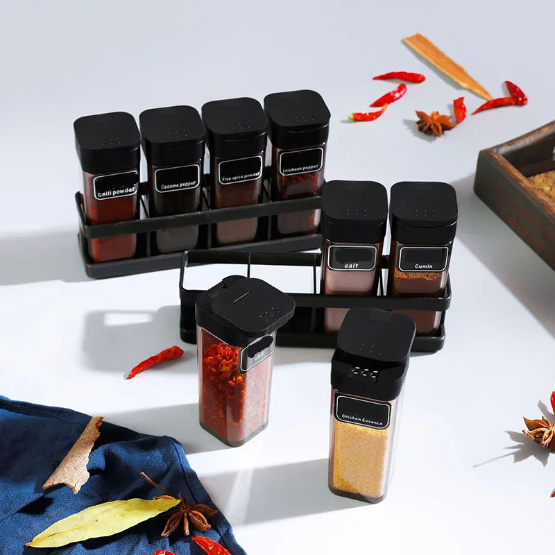 4-Piece Kitchen Spice Jar Set with Storage Rack - MesaWorks™