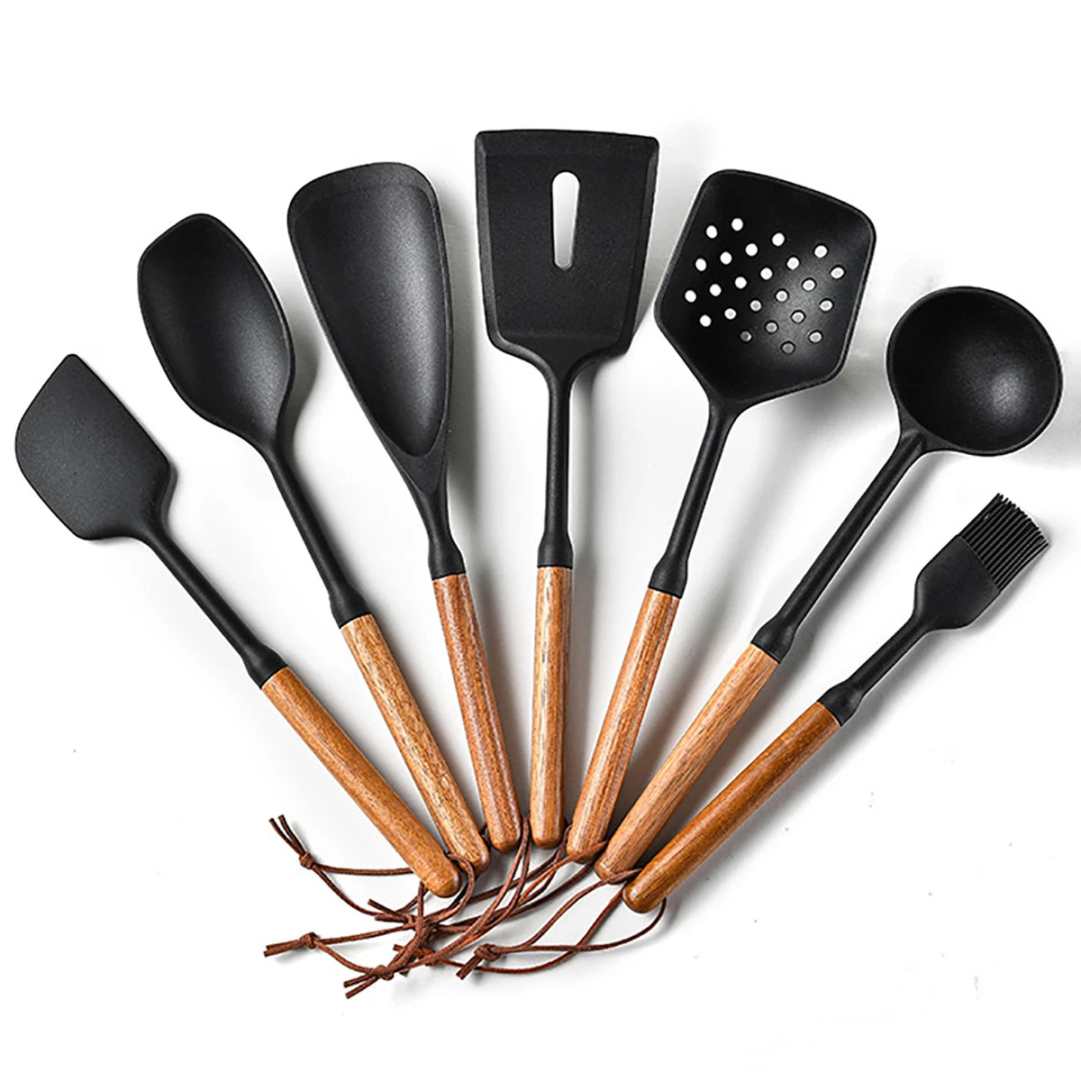 MesaWorks™ Midnight Silicone & Wood Utensil Set