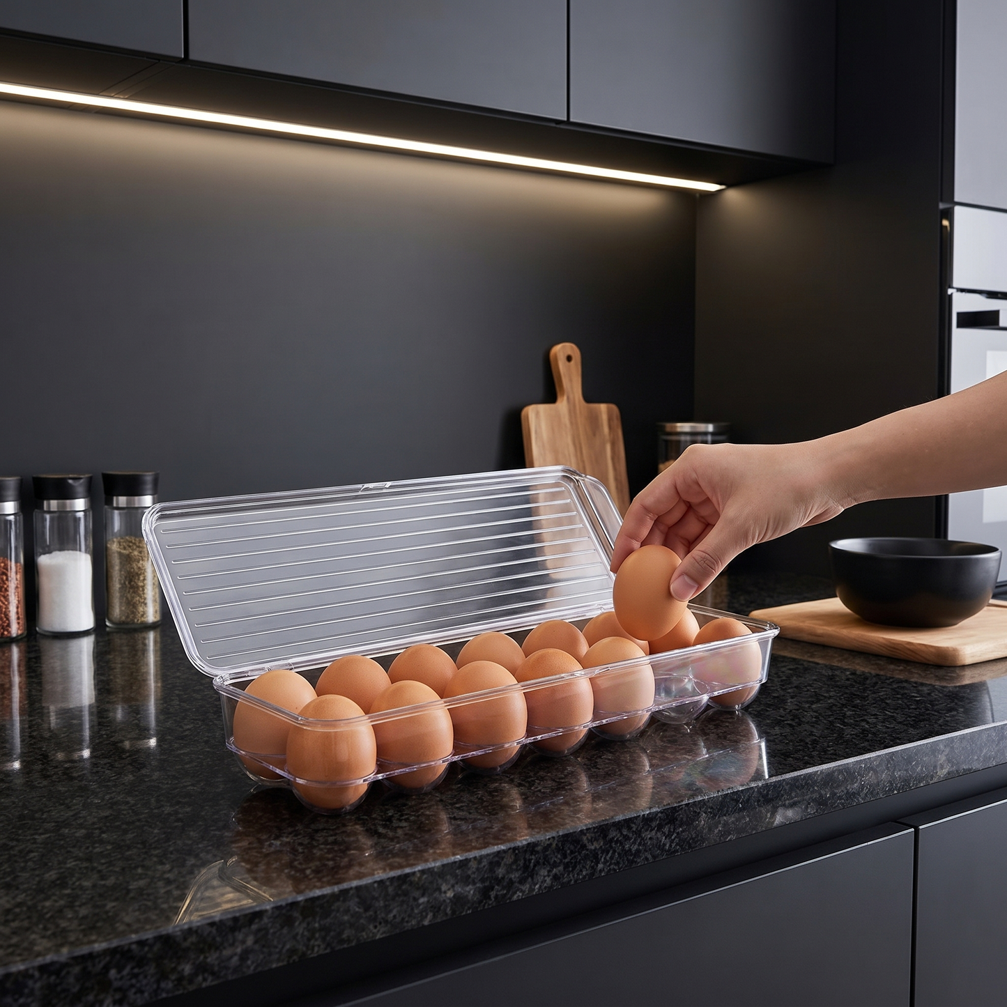 Stackable Refrigerator Organizer Bins - Clear Plastic Food Storage Box - MesaWorks™