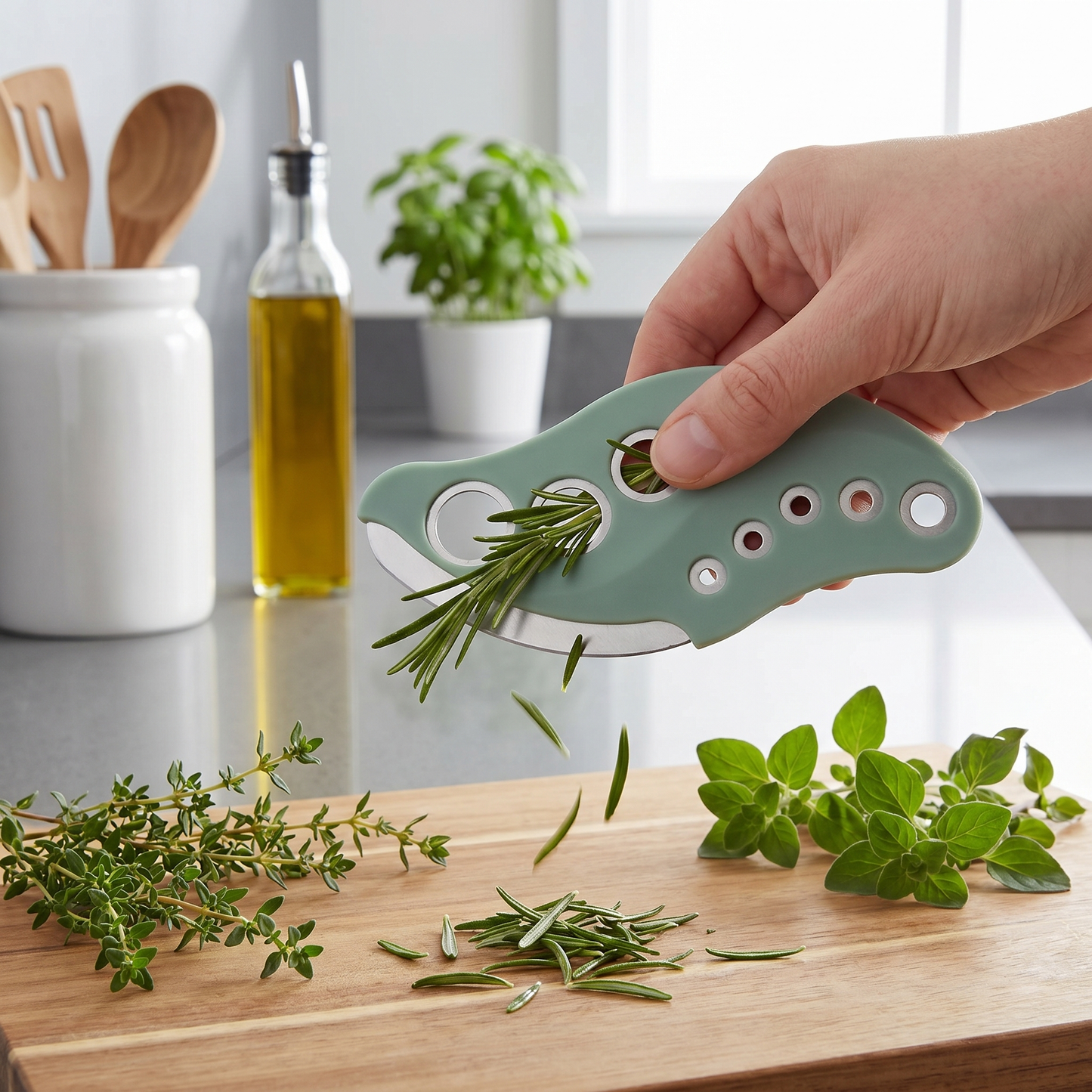 9-Hole Herb Stripper Tool and Leaf Peeler - Stainless Steel Kitchen Cutter - MesaWorks™