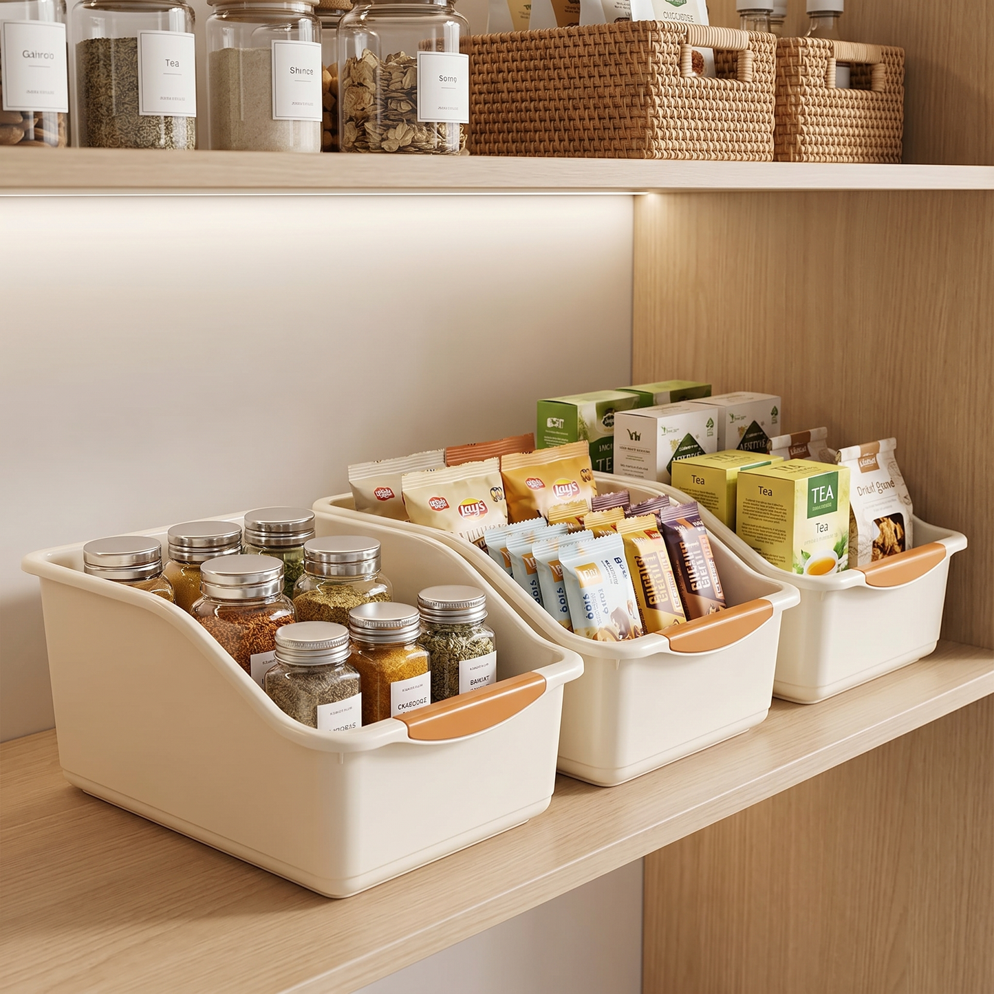 Under Sink Organizer Bins with Wheels - Plastic Cabinet Storage Baskets - MesaWorks™