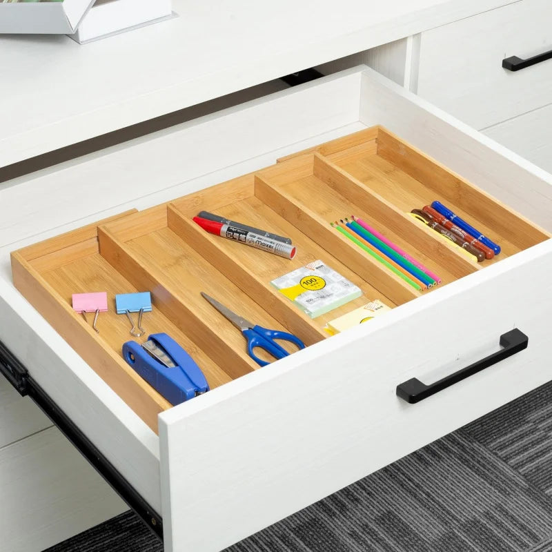 Expandable Bamboo Drawer Organizer - Adjustable Silverware & Cutlery Tray - MesaWorks™