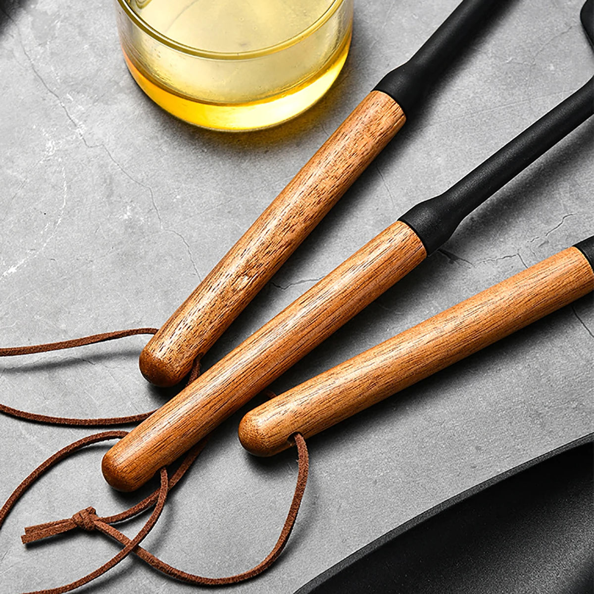 MesaWorks™ Midnight Silicone & Wood Utensil Set