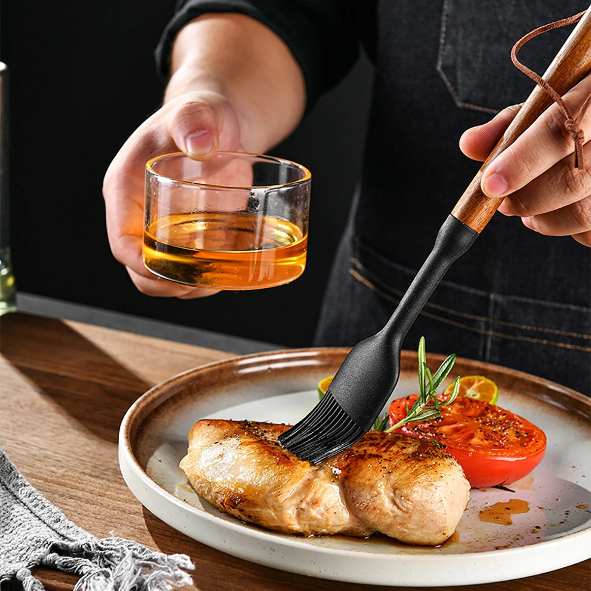 MesaWorks™ Midnight Silicone & Wood Utensil Set