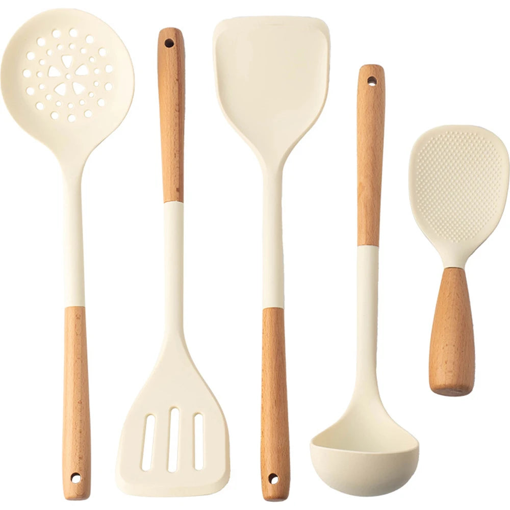 MesaWorks™ Organic Silicone & Wood Utensil Set.