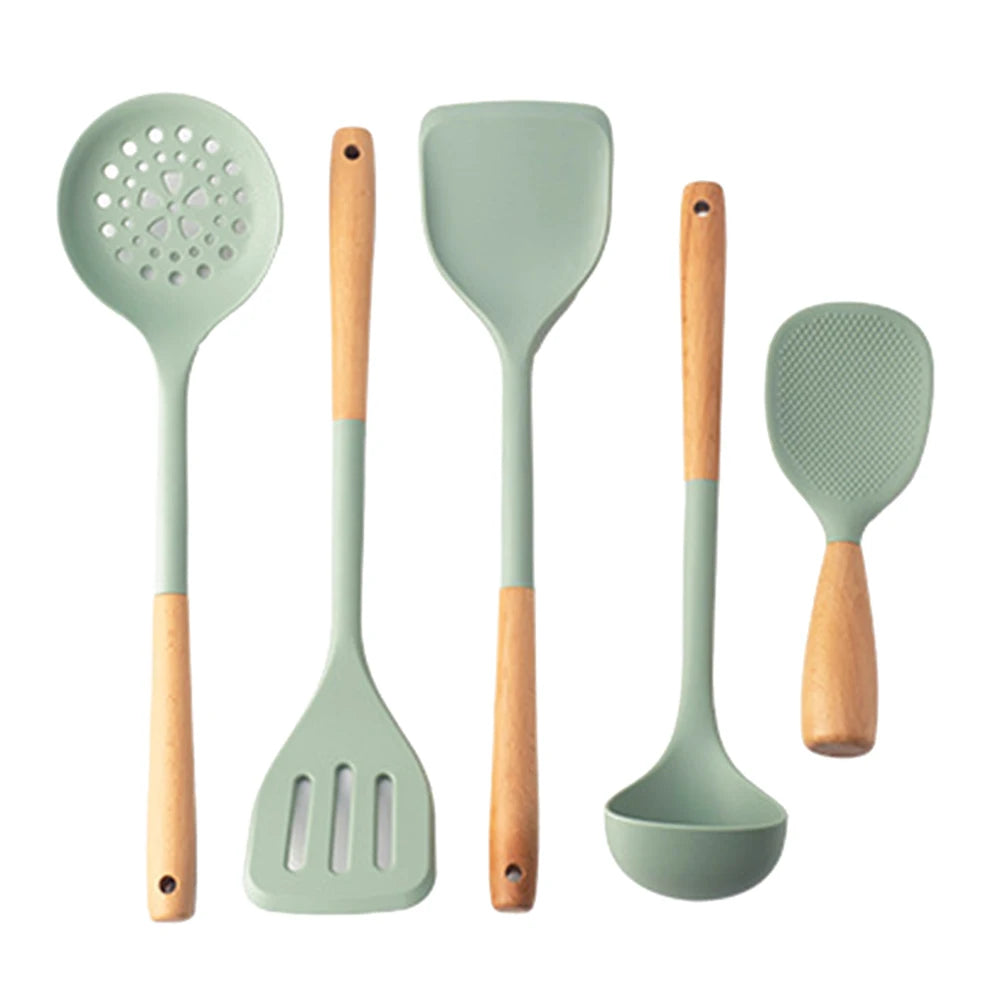 MesaWorks™ Organic Silicone & Wood Utensil Set.