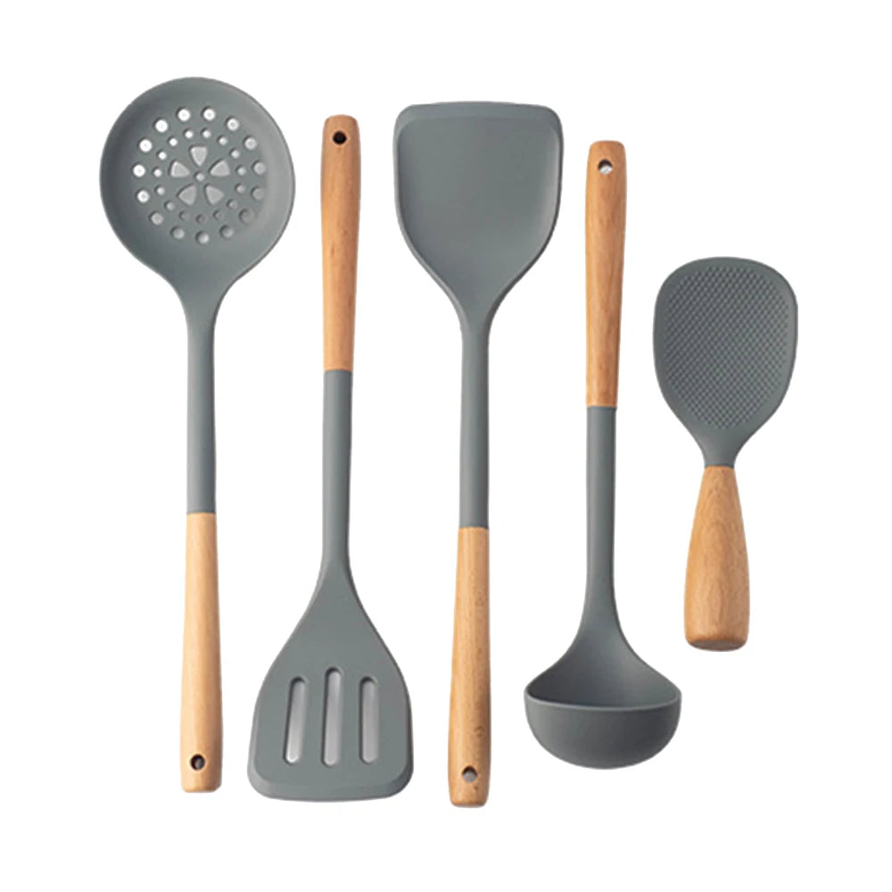 MesaWorks™ Organic Silicone & Wood Utensil Set.
