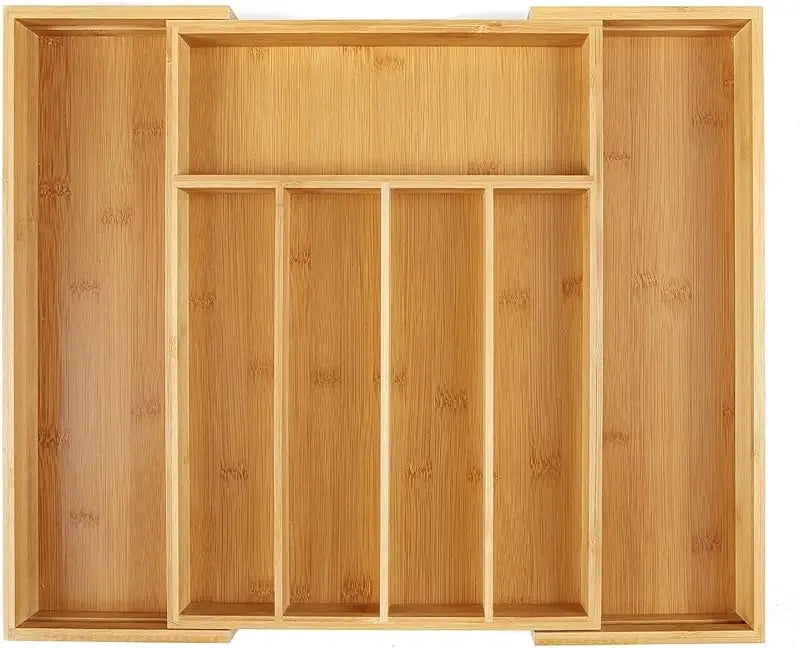Expandable Bamboo Drawer Organizer - Adjustable Silverware & Cutlery Tray - MesaWorks™
