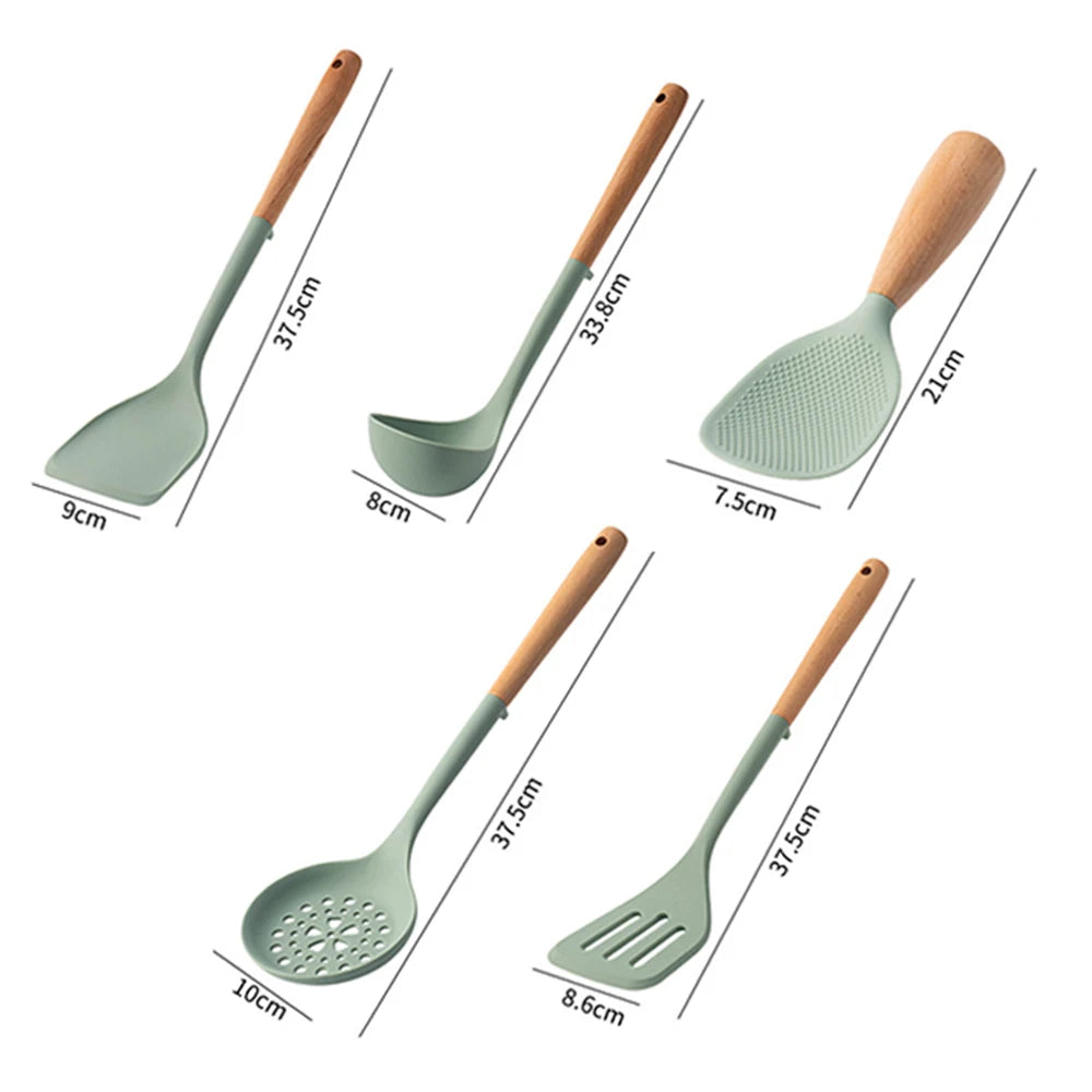 MesaWorks™ Organic Silicone & Wood Utensil Set.