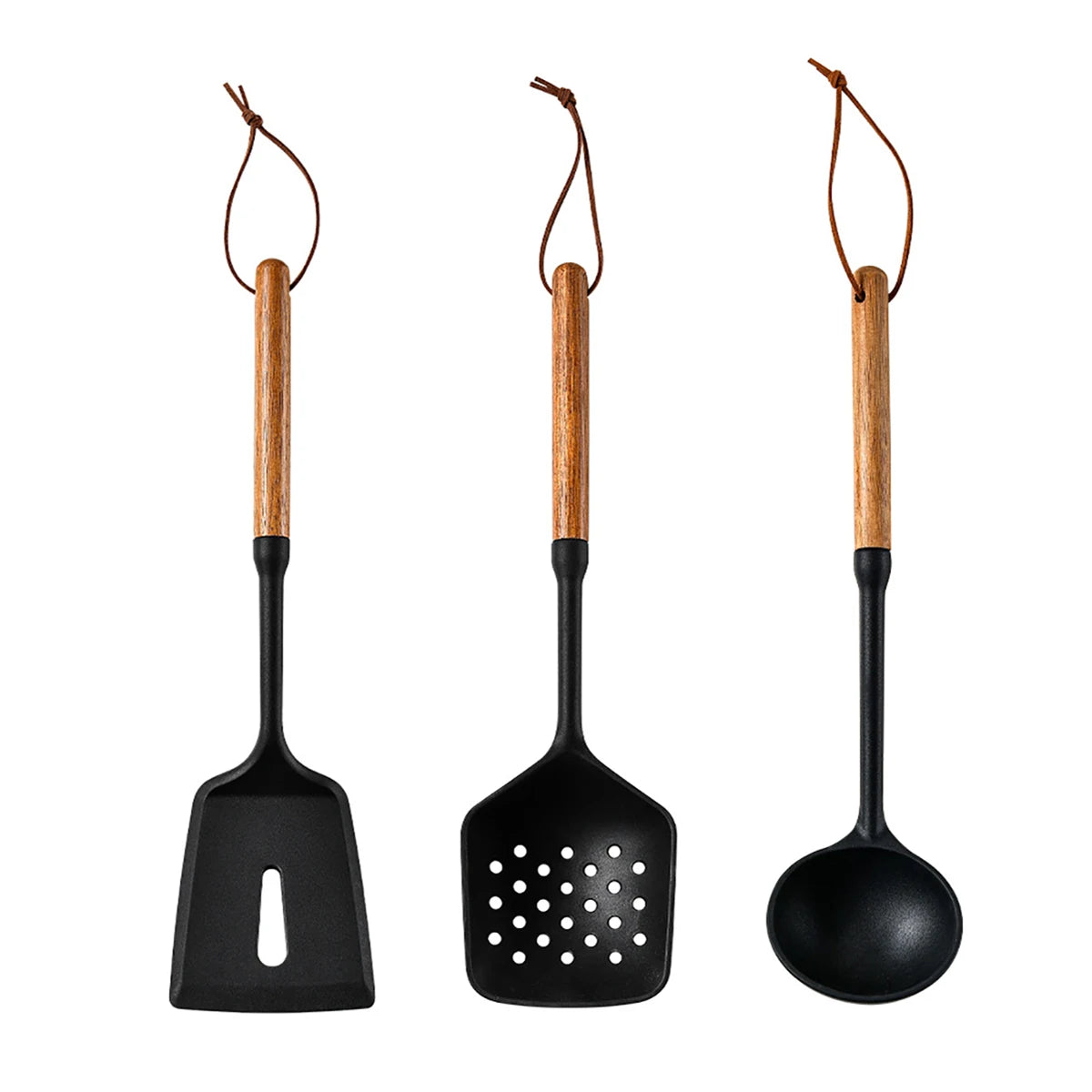 MesaWorks™ Midnight Silicone & Wood Utensil Set