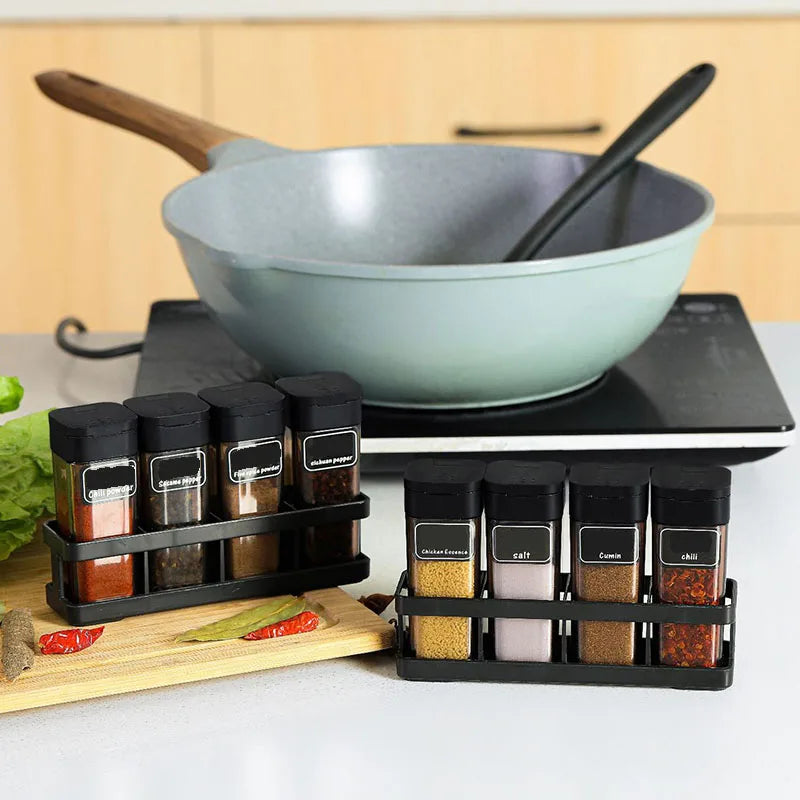 4-Piece Kitchen Spice Jar Set with Storage Rack - MesaWorks™