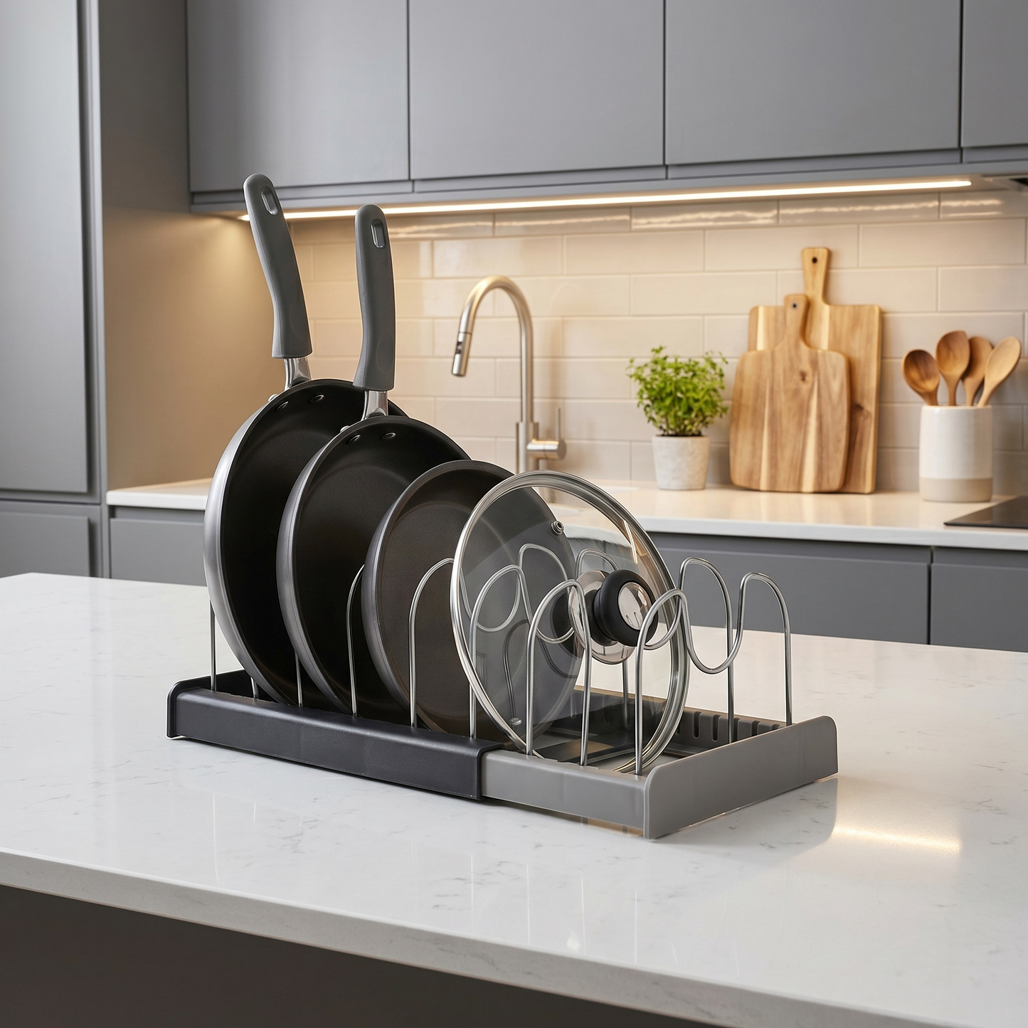 Expandable Frying Pan & Pot Lid Organizer Rack - MesaWorks™