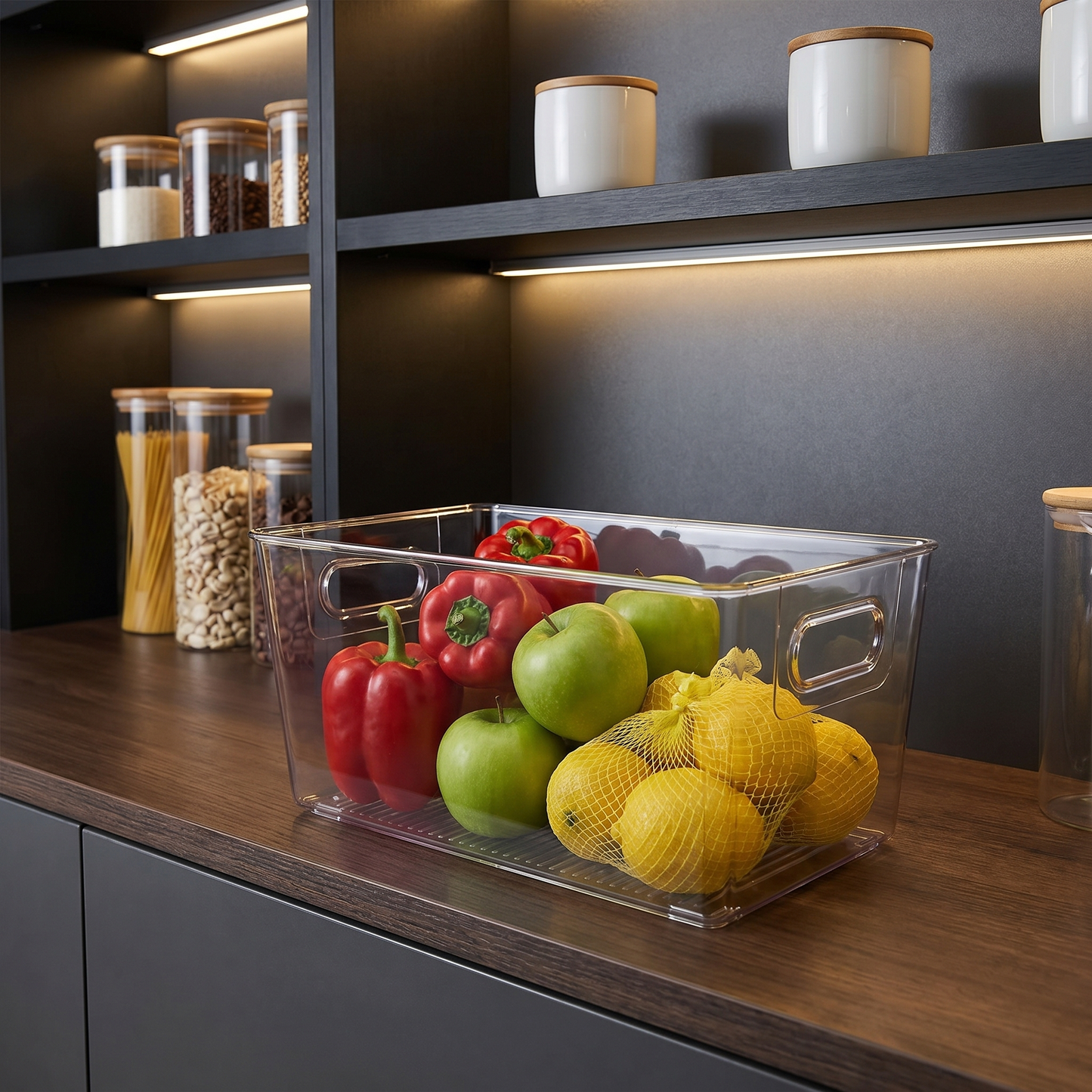 Stackable Refrigerator Organizer Bins - Clear Plastic Food Storage Box - MesaWorks™