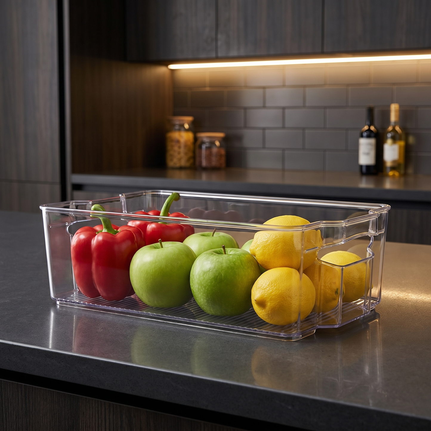 Stackable Refrigerator Organizer Bins - Clear Plastic Food Storage Box - MesaWorks™