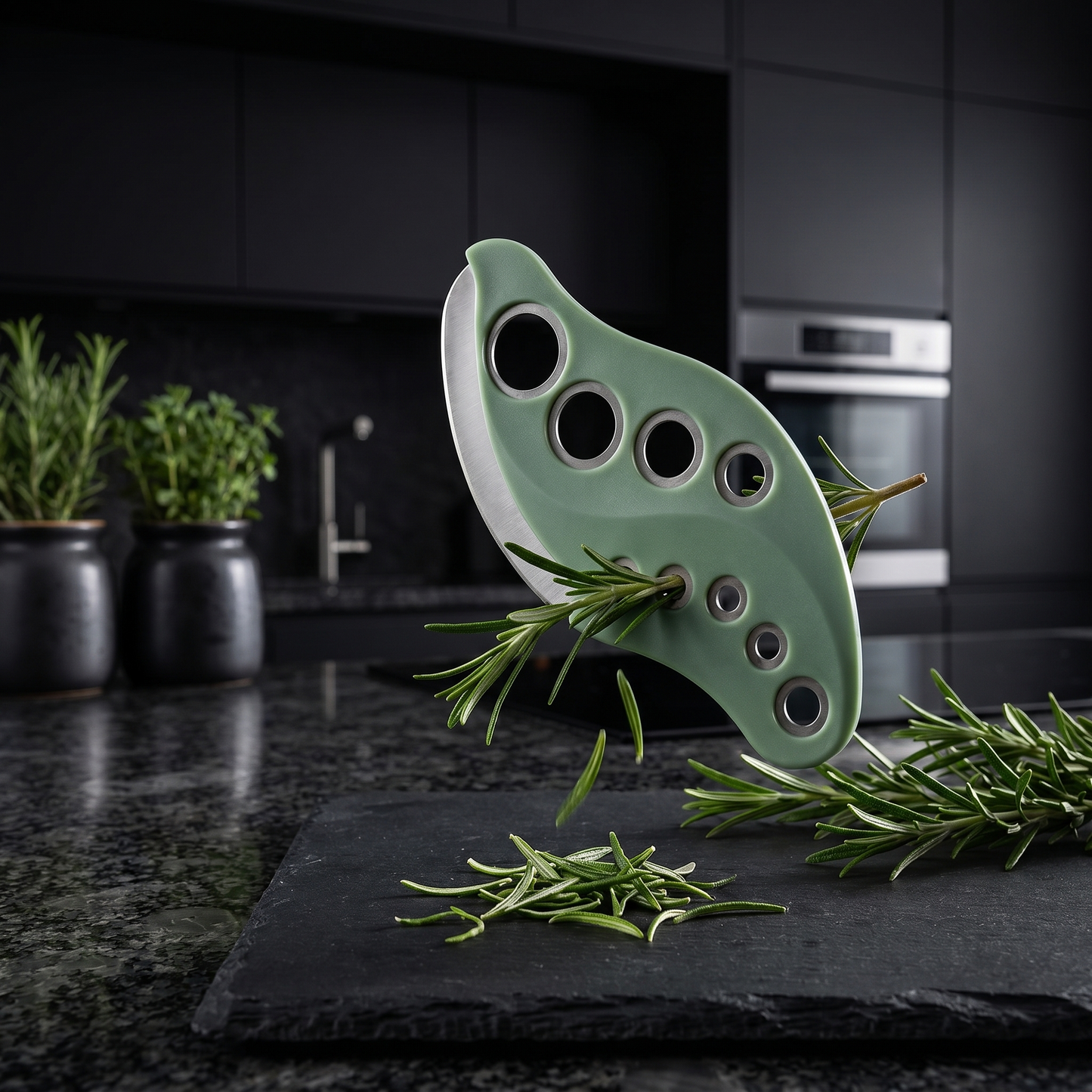 9-Hole Herb Stripper Tool and Leaf Peeler - Stainless Steel Kitchen Cutter - MesaWorks™