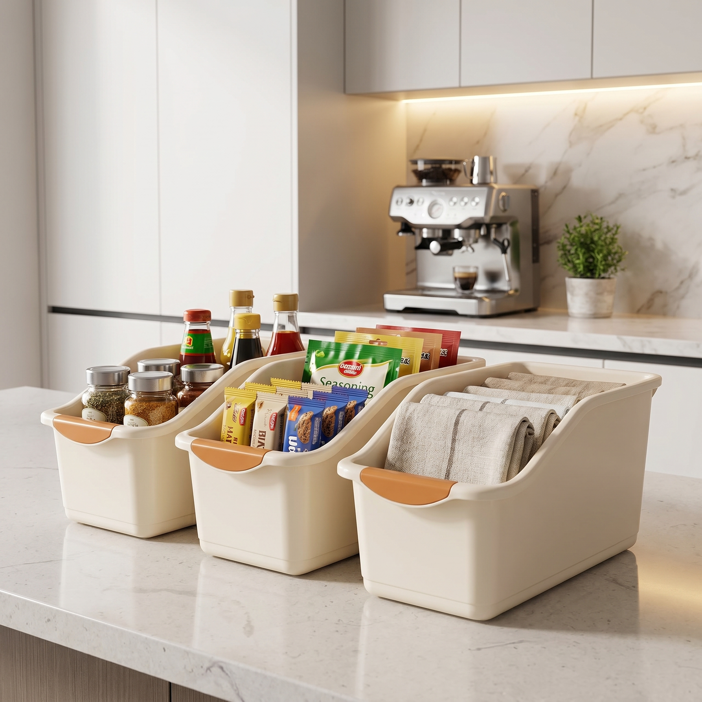 Under Sink Organizer Bins with Wheels - Plastic Cabinet Storage Baskets - MesaWorks™
