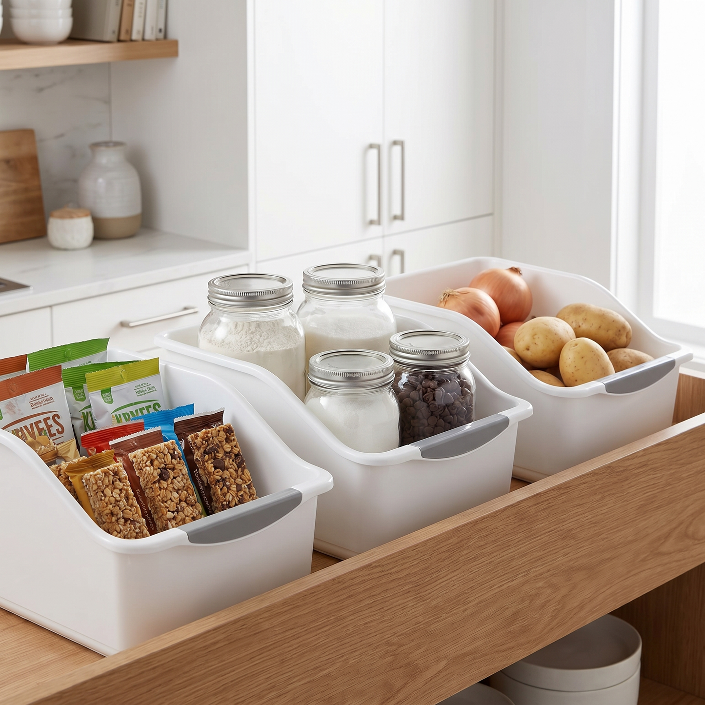 Under Sink Organizer Bins with Wheels - Plastic Cabinet Storage Baskets - MesaWorks™