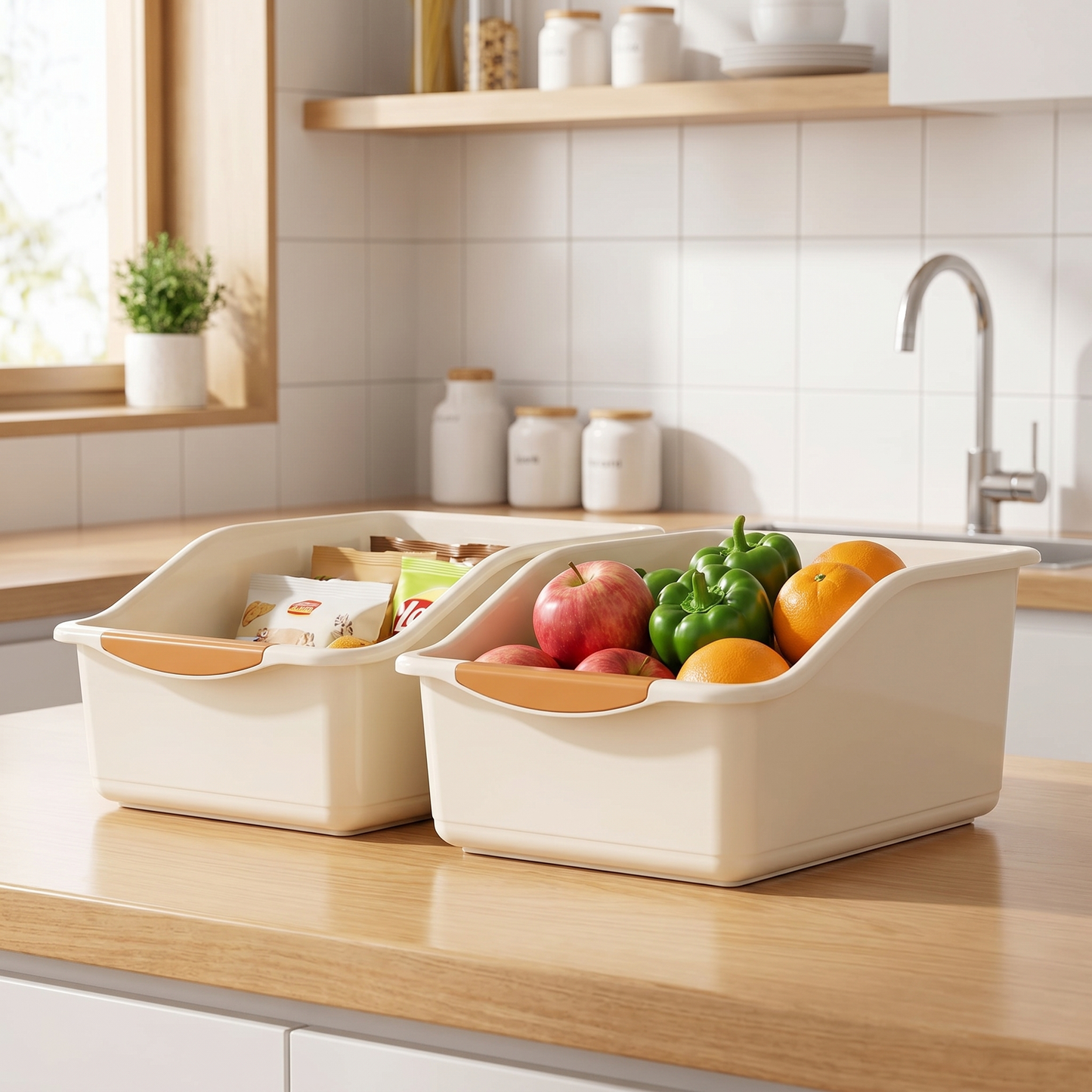 Under Sink Organizer Bins with Wheels - Plastic Cabinet Storage Baskets - MesaWorks™